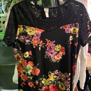 Black floral blouse XL